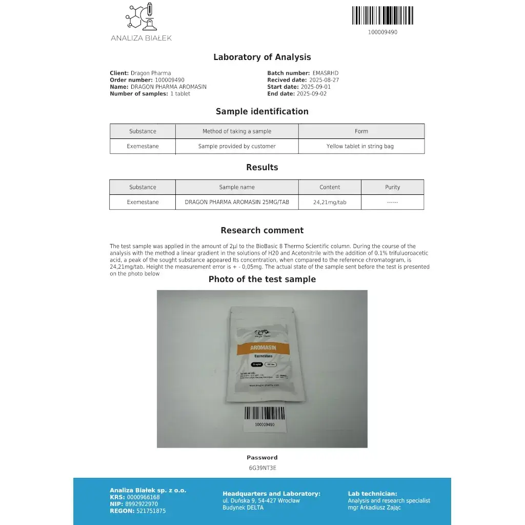 aromasin lab test report