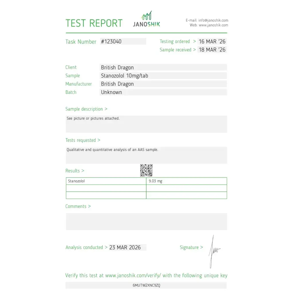 stanabol 10 lab test report
