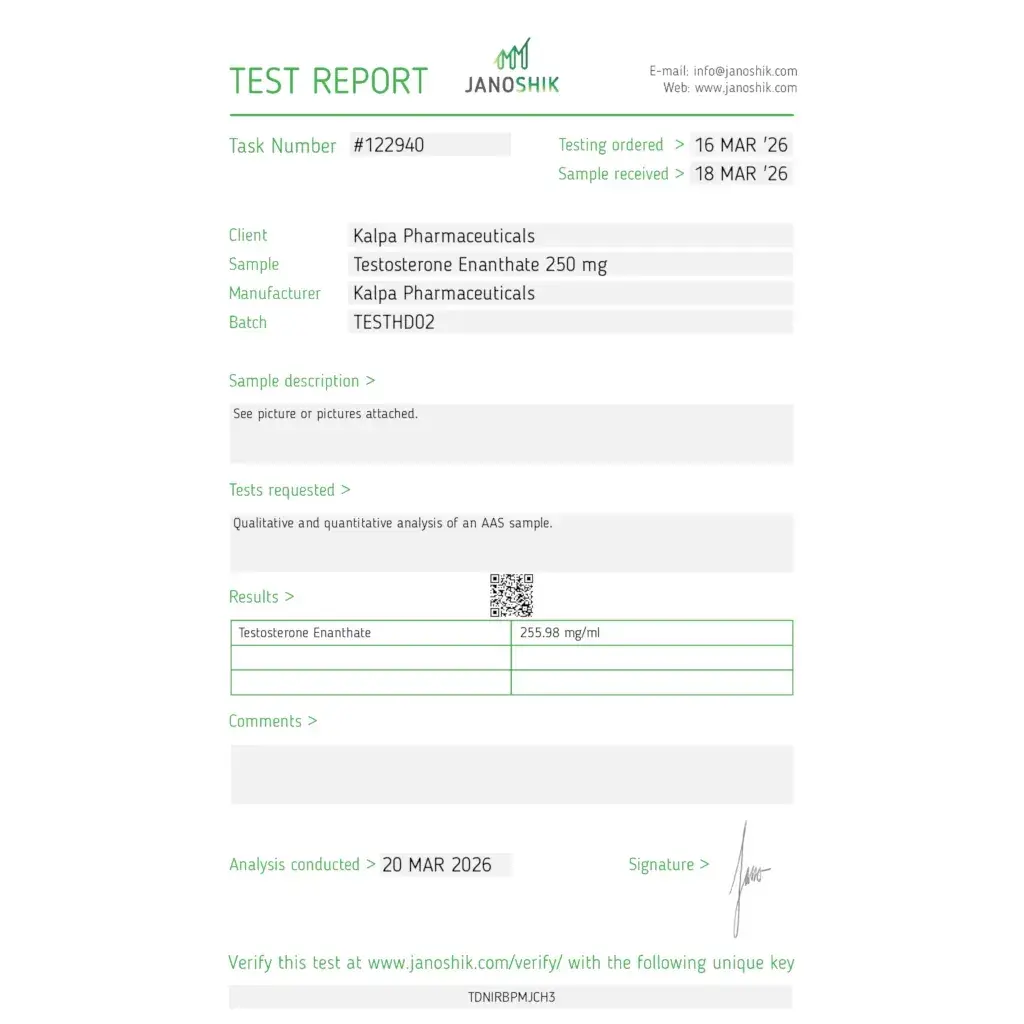testoxyl enanthate lab test report